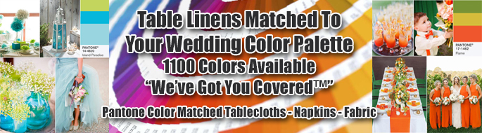 Wedding Reception Tablecloths / Runners / Napkins Matched to your Bridal Color Palette