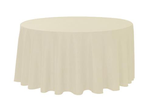 Tan 132" Round Poly Premier Tablecloth