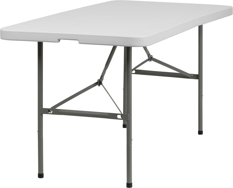 5' Foot Plastic Folding Table, Folds In Half