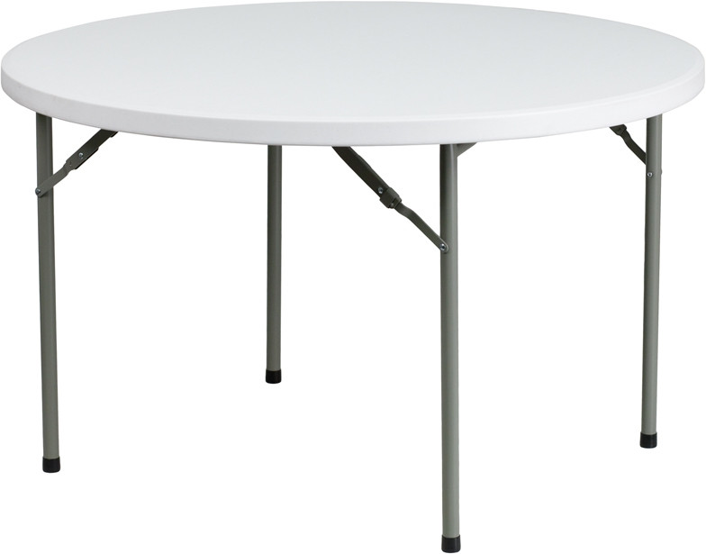 48'' Round White Plastic Folding Table