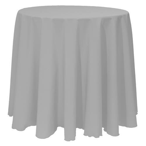 Silver 90" Round Poly Premier Tablecloth