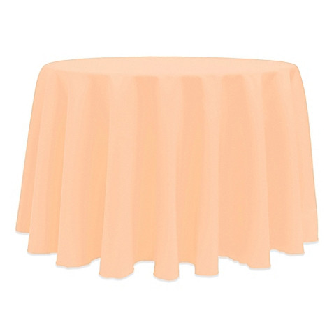 Peach 132" Round Poly Premier Tablecloth