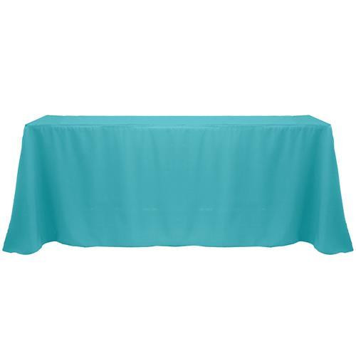 Turquoise 90" x 132" Poly Premier Tablecloth 