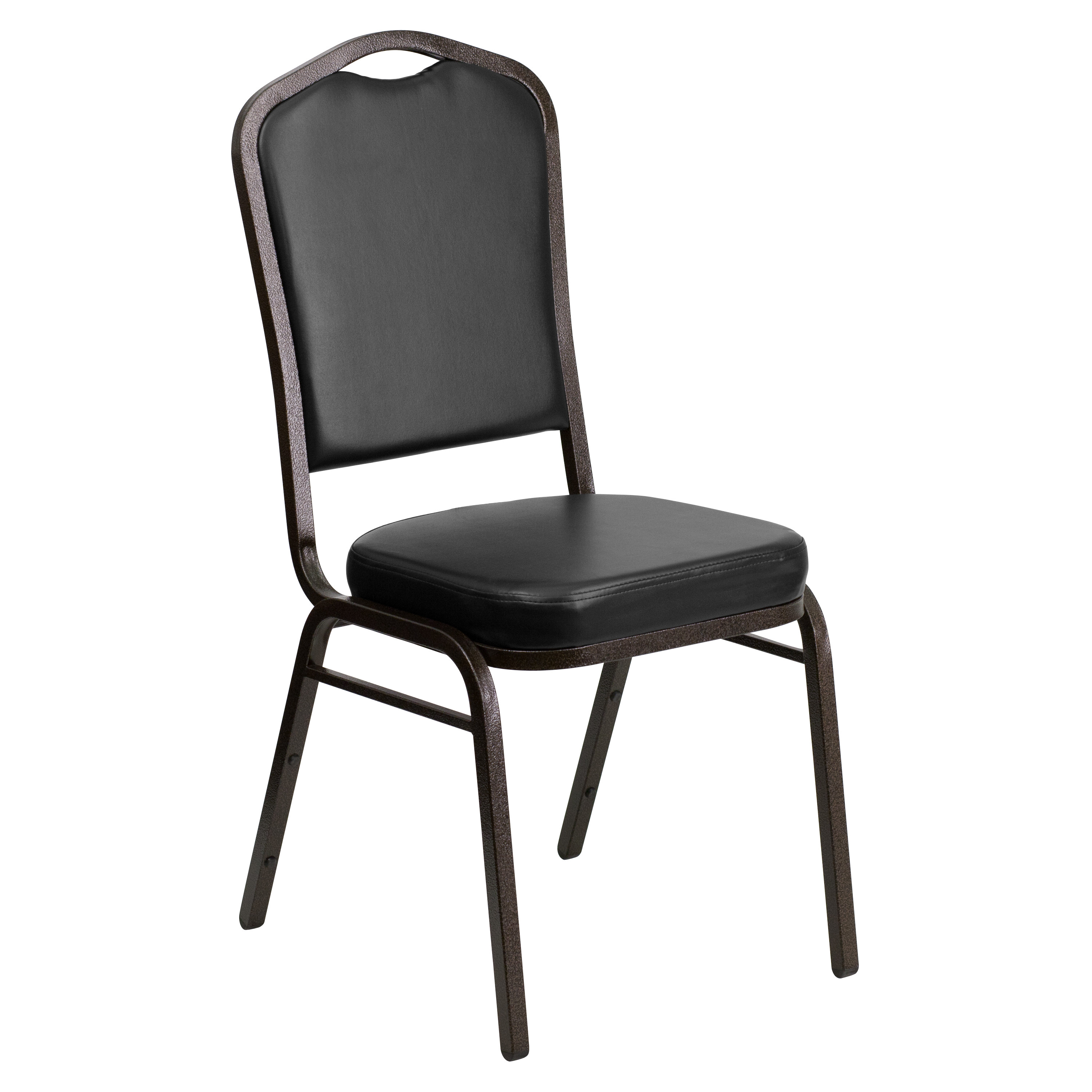 Black Vinyl Stacking Banquet Chair, Gold Frame