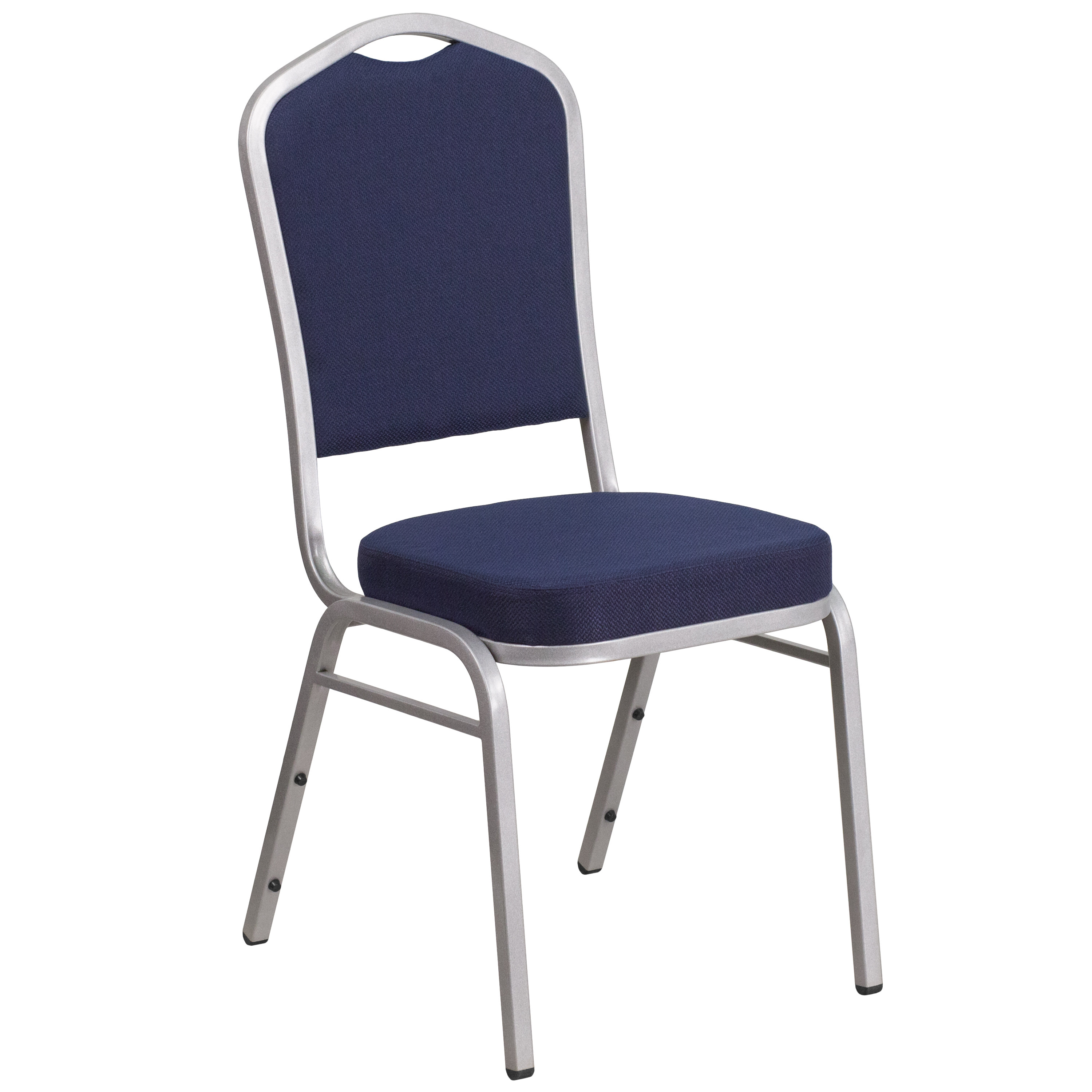 Navy Fabric Stacking Banquet Chair, Silver Frame