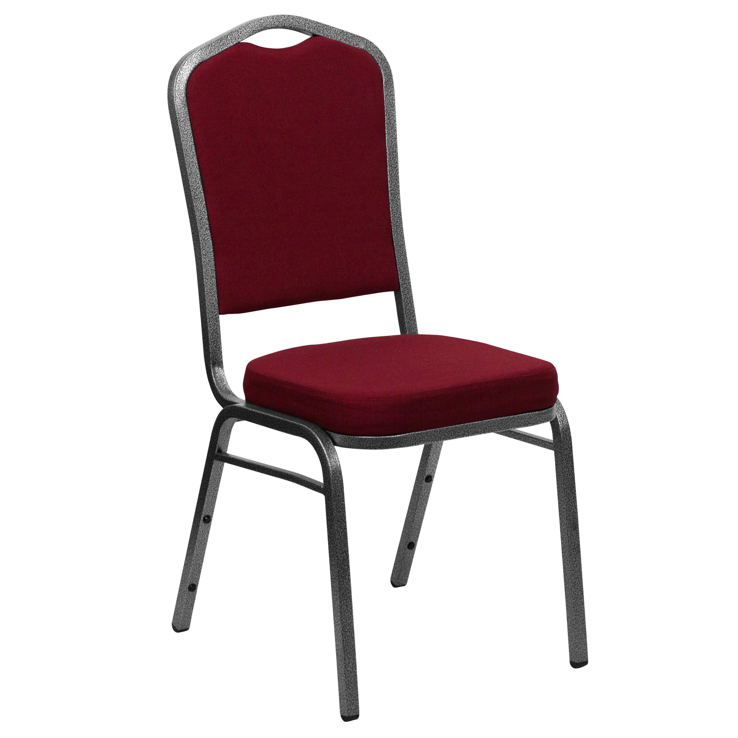 Burgundy Stacking Banquet Chair, Silver Frame