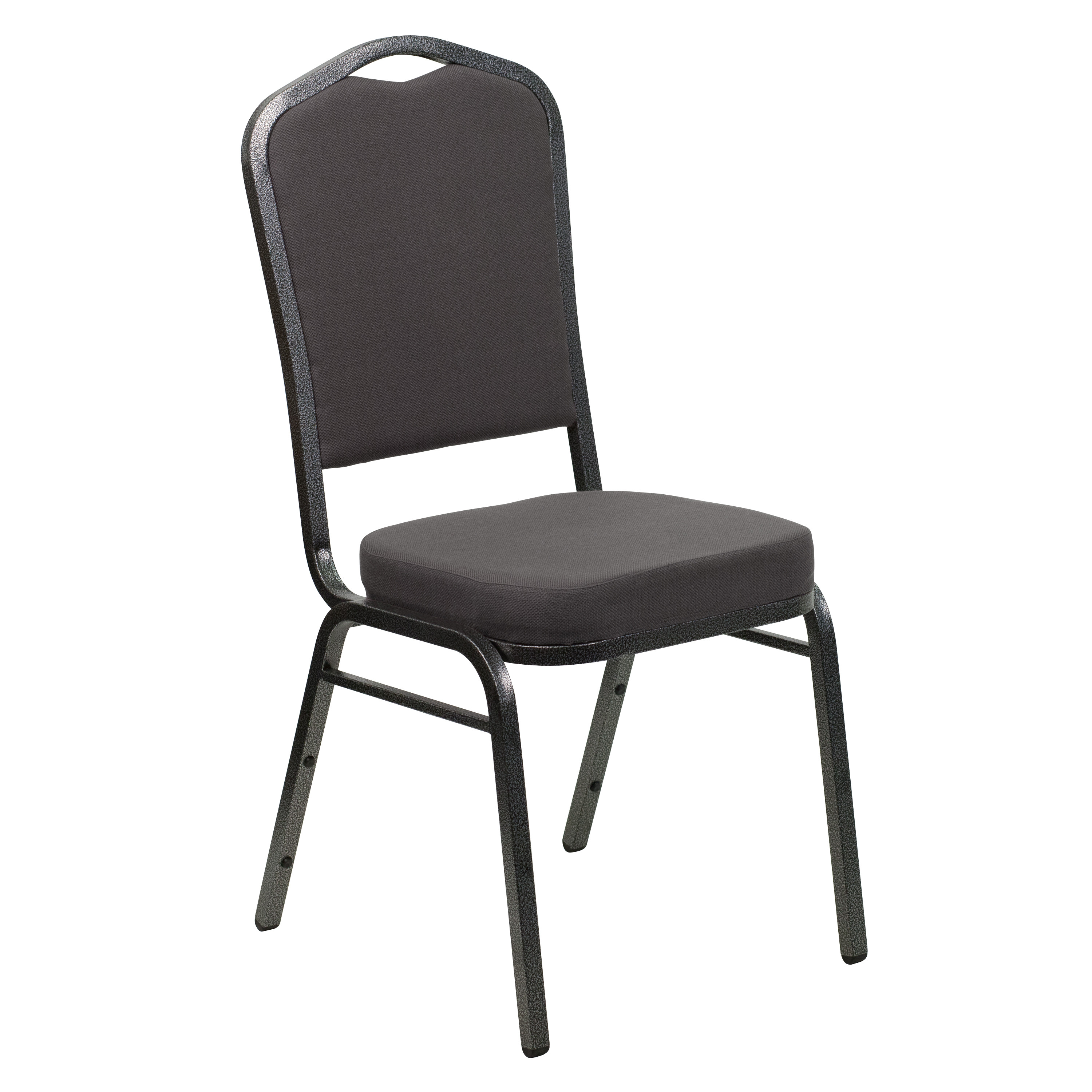 Gray Fabric Stacking Banquet Chair, Silver Frame