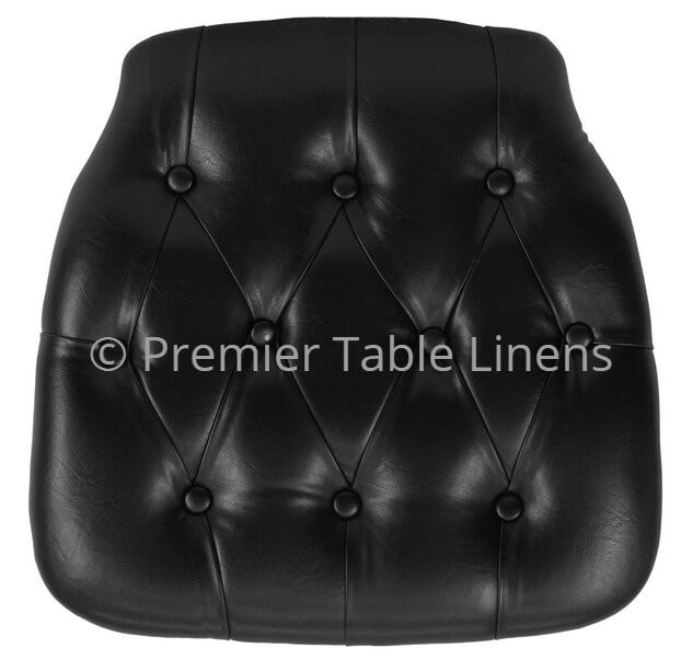  Black Tufted Vinyl Chiavari Chair Cushion - Hard, 1.5"