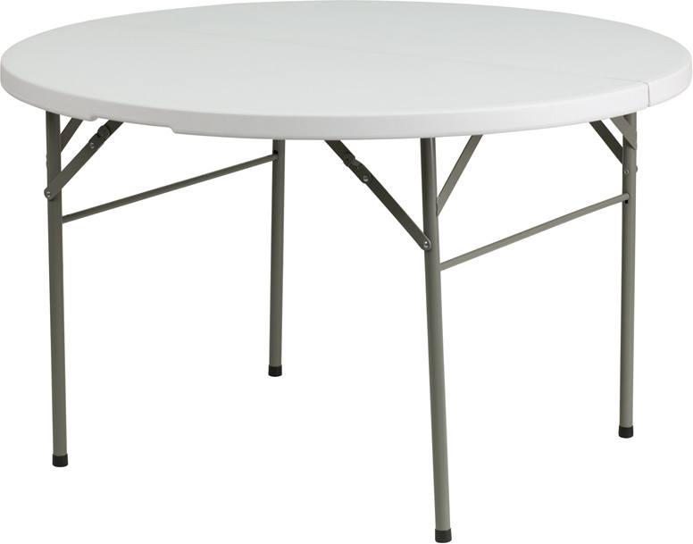 48'' Round Plastic Folding Table, Fold In Half