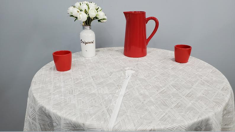 70" Round Outdoor Tablecloth With Umbrella Hole and Zipper