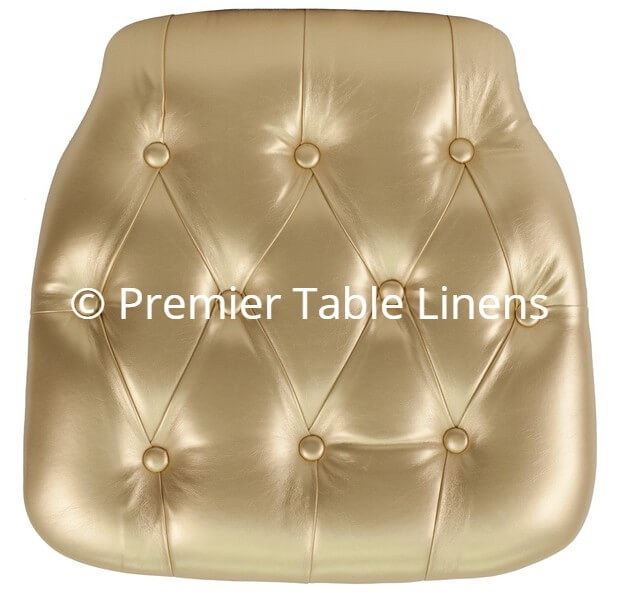 Gold Tufted Vinyl Chiavari Chair Cushion - Hard, 1.5"