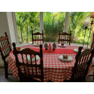 Oval 82" x 110" Poly Check Tablecloth