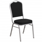 Black Fabric Stacking Banquet Chair, Silver Frame
