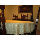 70" x 94" Oval Saxony Damask Tablecloth