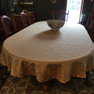 70" x 90" Oval Saxony Damask Tablecloth
