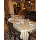 90" x 156" Oval Saxony Damask Tablecloth