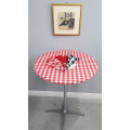 vinyl round fitted tablecloth red white checkered
