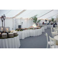 serpentine table shirred pleated cover, white at reception
