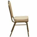 Stacking Banquet Chair in Beige Patterned Fabric- Gold Frame Lateral View