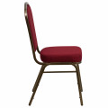 Stacking Banquet Chair in Burgundy Fabric-Gold Vein Frame Lateral View