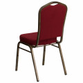 Stacking Banquet Chairs in Burgundy Fabric-Gold Vein Frame Rear View