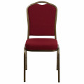 Stacking Banquet Chairs in Burgundy Fabric-Gold Vein Frame Front View