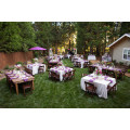 outdoor patio event white square linens