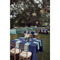 navy square tablecloth aqua napkins