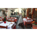 outdoor patio black square restaurant