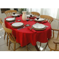 Our red oval white table cloth champagne dinner