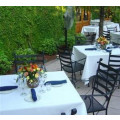 outdoor restaurnat bistro white square linens