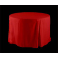 red round fitted tablecloth with inverted pleat