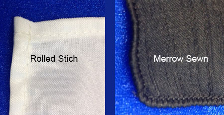 Merrow Sewn or Rolled Stitch Hem Examples