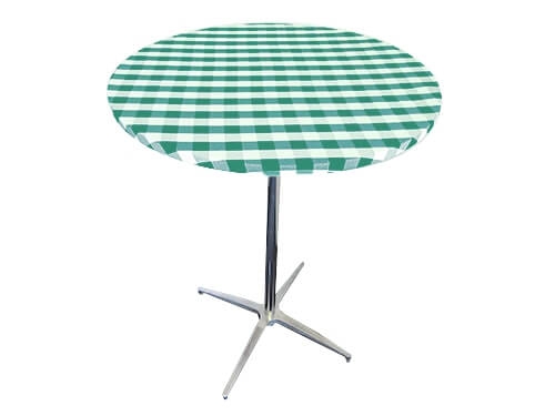 green and white polyester checkered table topper