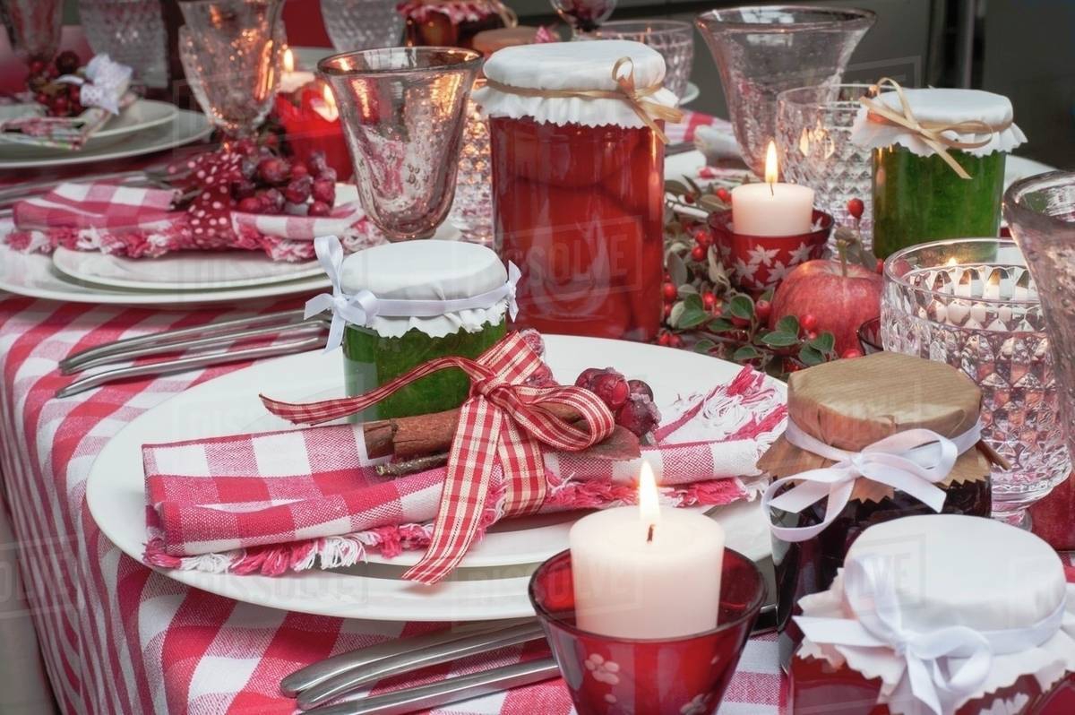 Red checkered gingham tablecloth