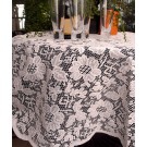 lace tablecloth displayed on tabe