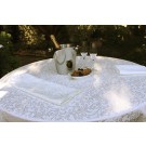 somerset damask linens outside on table