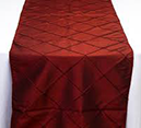 burgundy table runner pintuck on white tablecloth